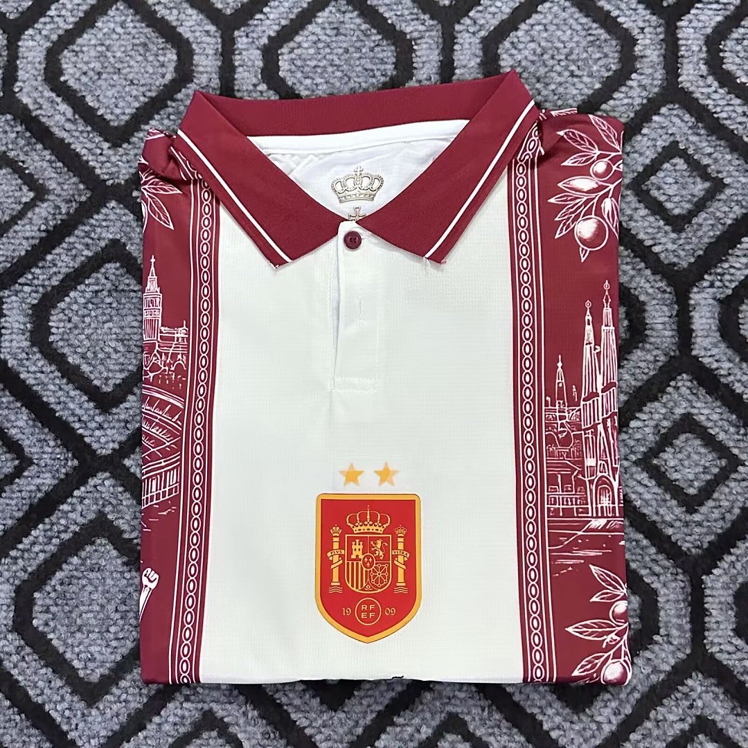 2026 Spain Burgundy & White Special Jersey