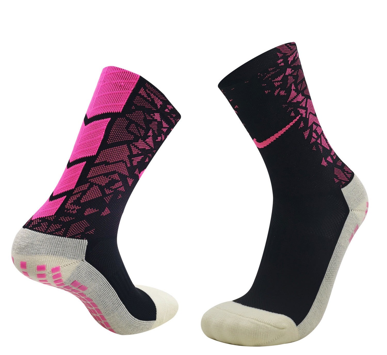 Short Grip Socks - Black & Pink