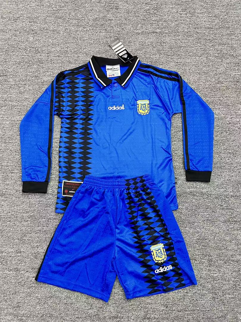 1994 Argentina Away Long Sleeve Retro Kids Jersey