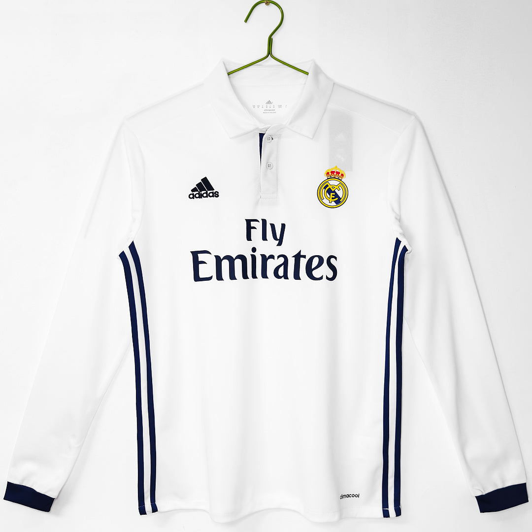 16/17 Real Madrid Long Sleeve Home Retro Jersey