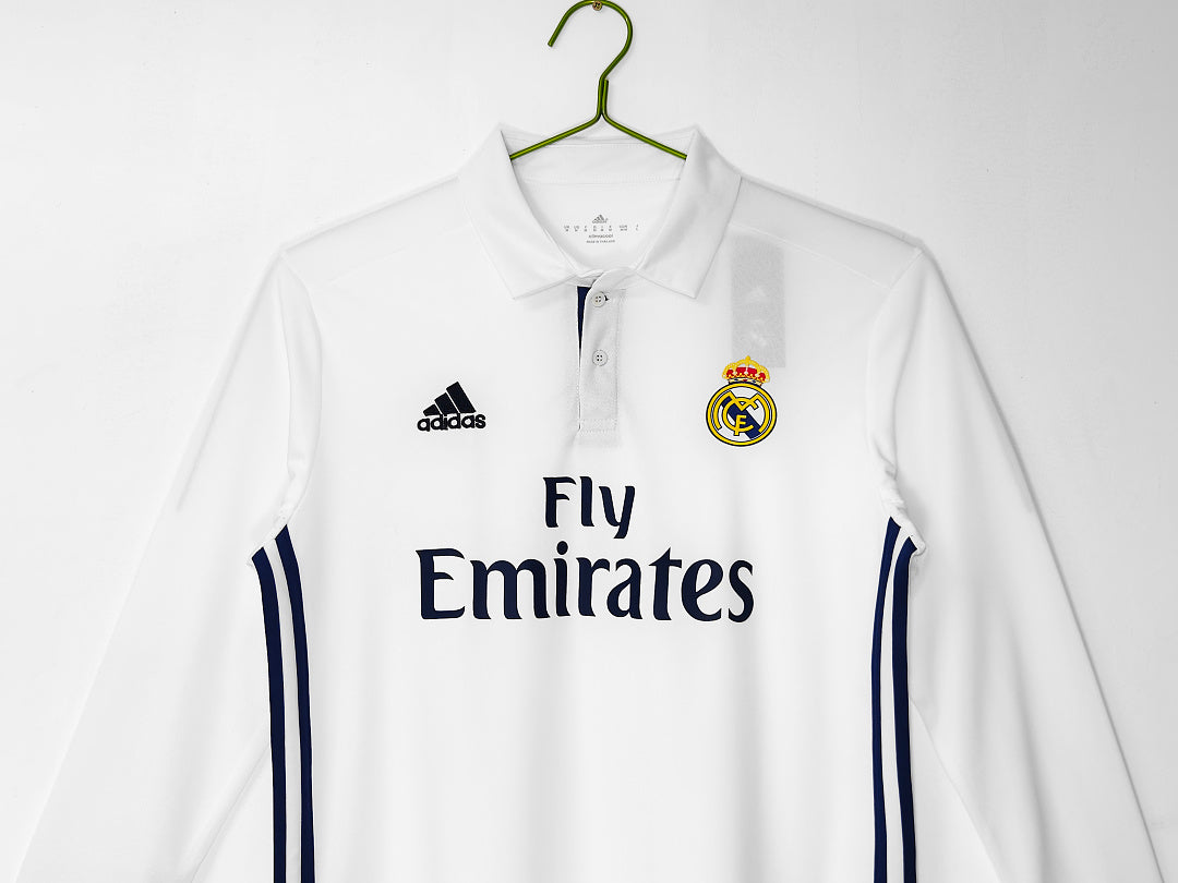 16/17 Real Madrid Long Sleeve Home Retro Jersey