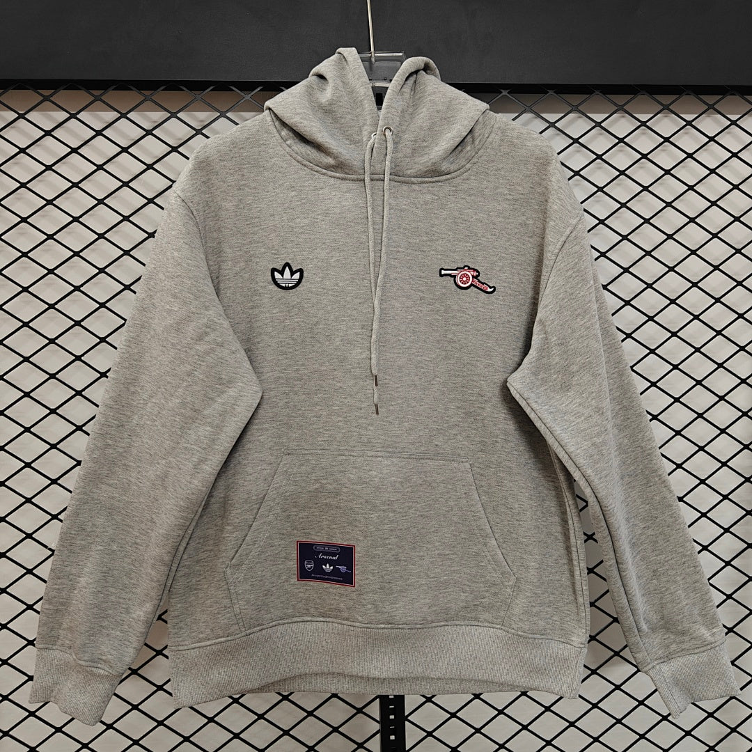 Arsenal Retro Hoodie - Grey