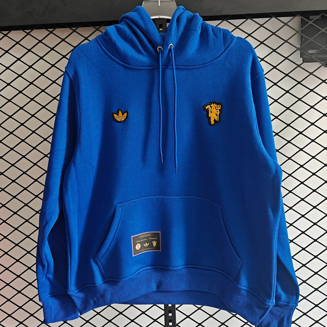 Manchester United Red Devil Retro Hoodie - Royal Blue