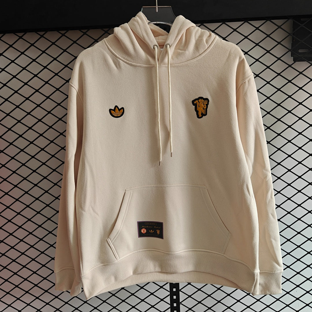 Manchester United Red Devil Retro Hoodie - Beige