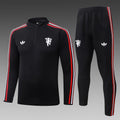 26/27 Manchester United Black & Red Stripe Tracksuit - Quarter Zip