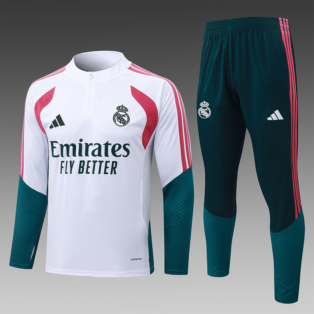 26/27 Real Madrid White & Pink Tracksuit - Quarter Zip
