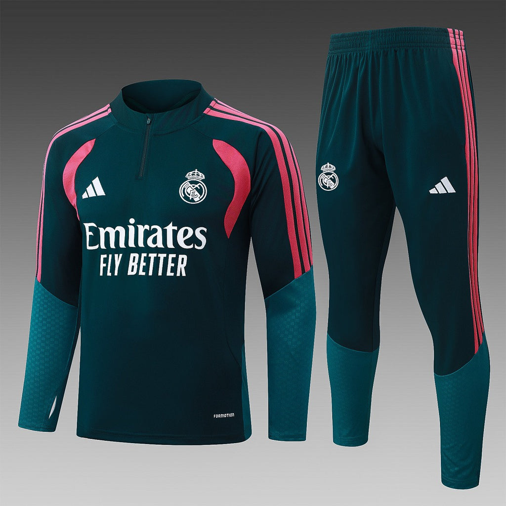 26/27 Real Madrid Dark Green Tracksuit - Quarter Zip