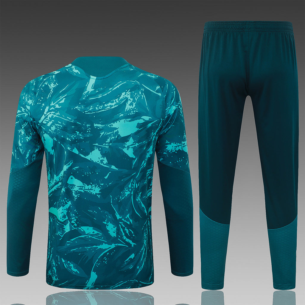 26/27 Real Madrid Dark Green Print Tracksuit - Quarter Zip
