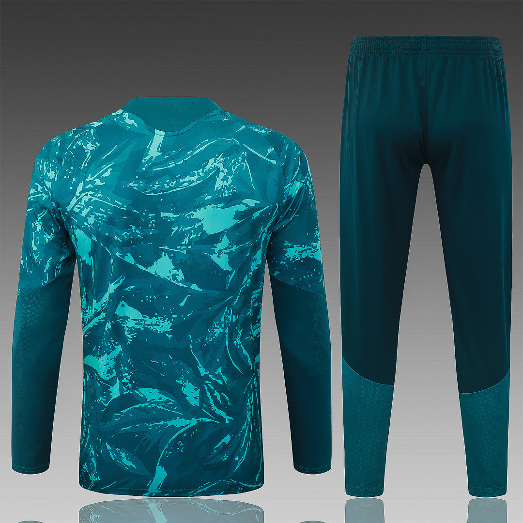 26/27 Real Madrid Dark Green Print Tracksuit - Quarter Zip