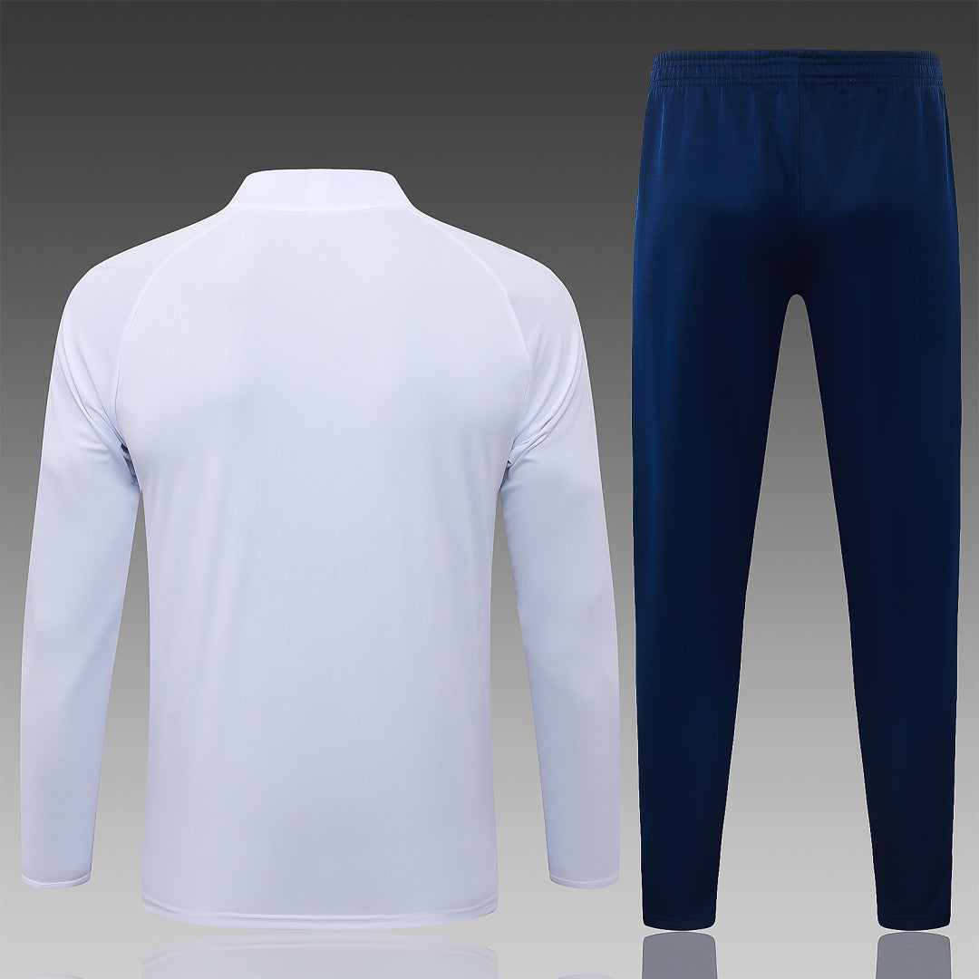26/27 Real Madrid White & Gold Tracksuit - Quarter Zip