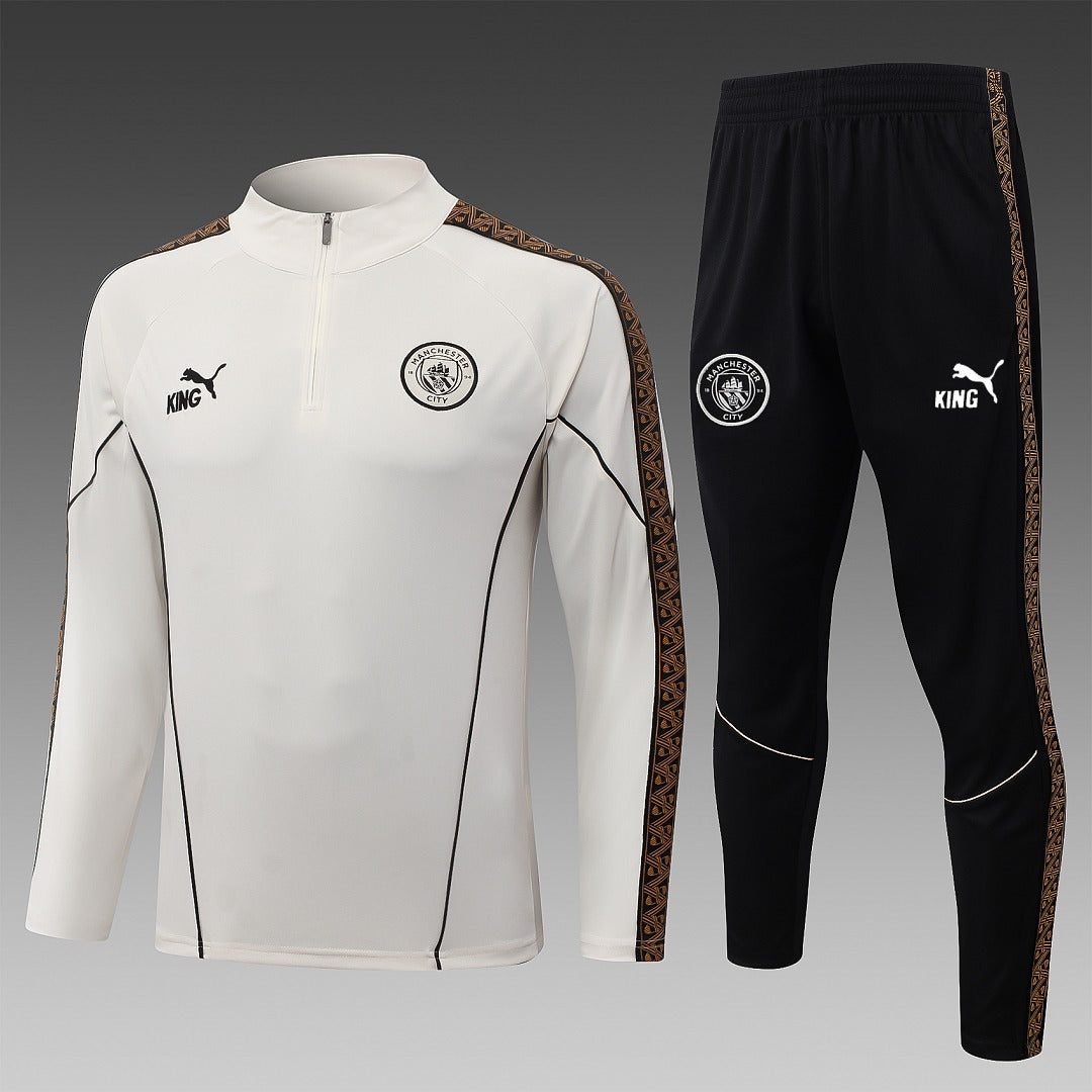 26/27 Manchester City Cream Tracksuit - Quarter Zip