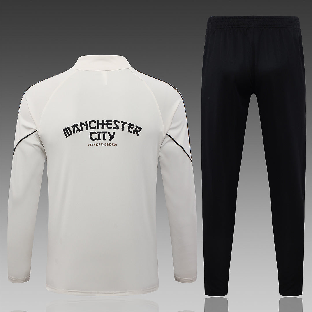 26/27 Manchester City Cream Tracksuit - Quarter Zip