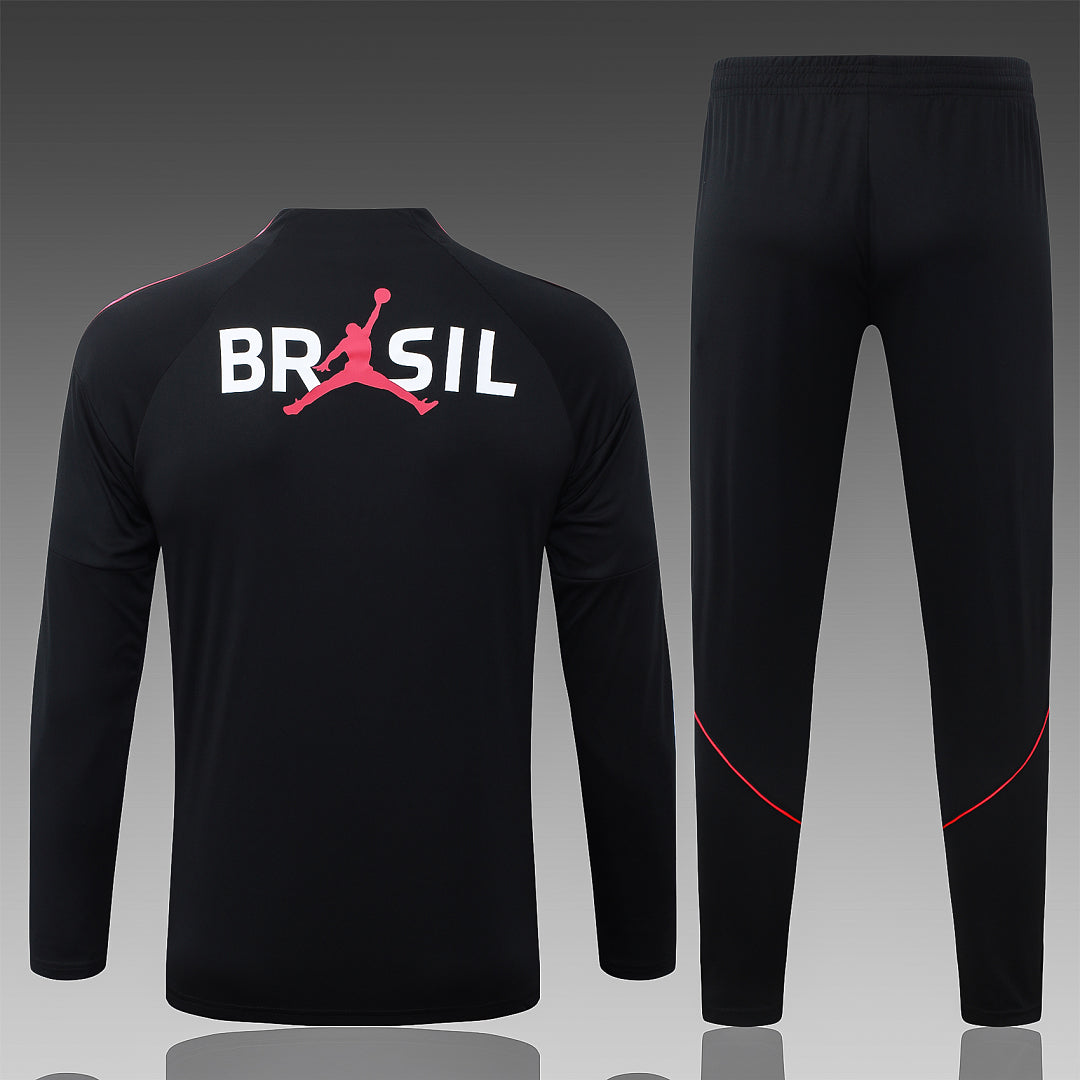 26/27 Brazil Black & Red Tracksuit - Quarter Zip