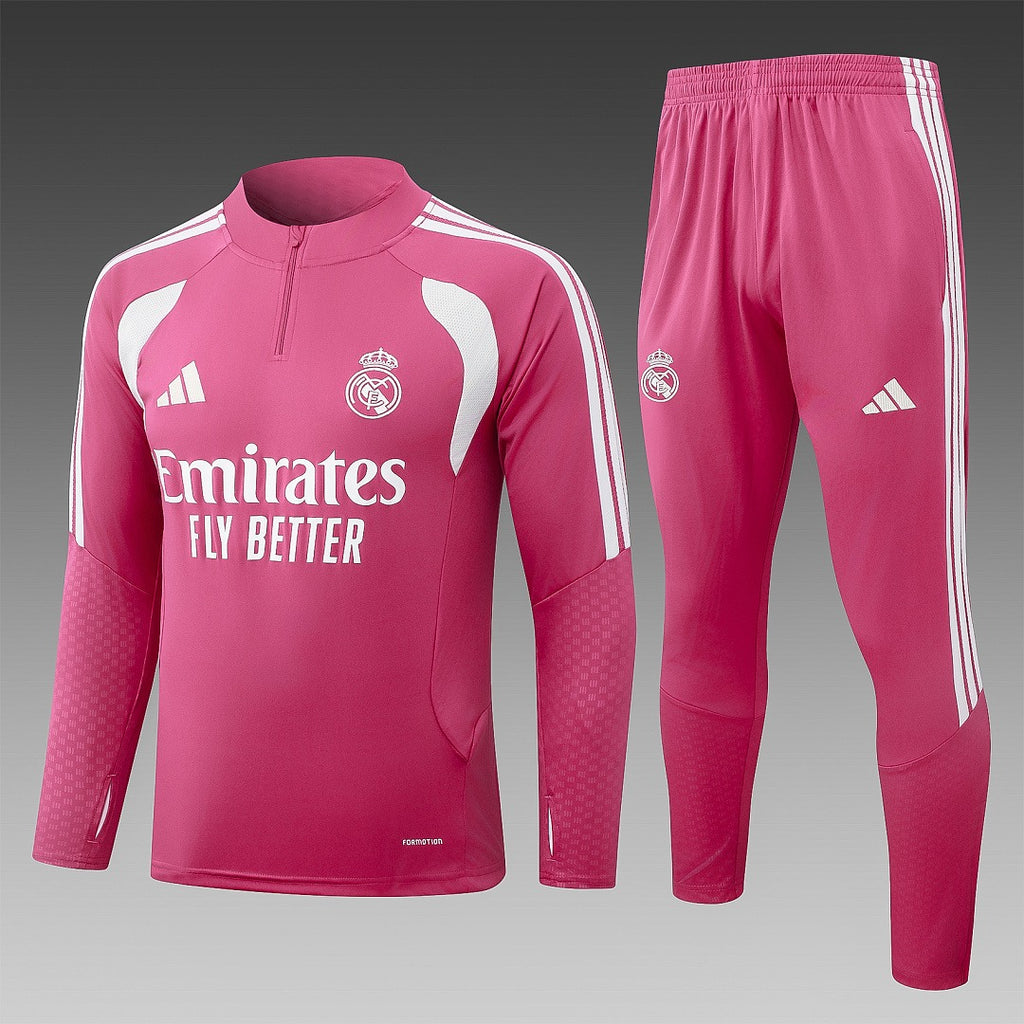26/27 Real Madrid Pink Tracksuit - Quarter Zip