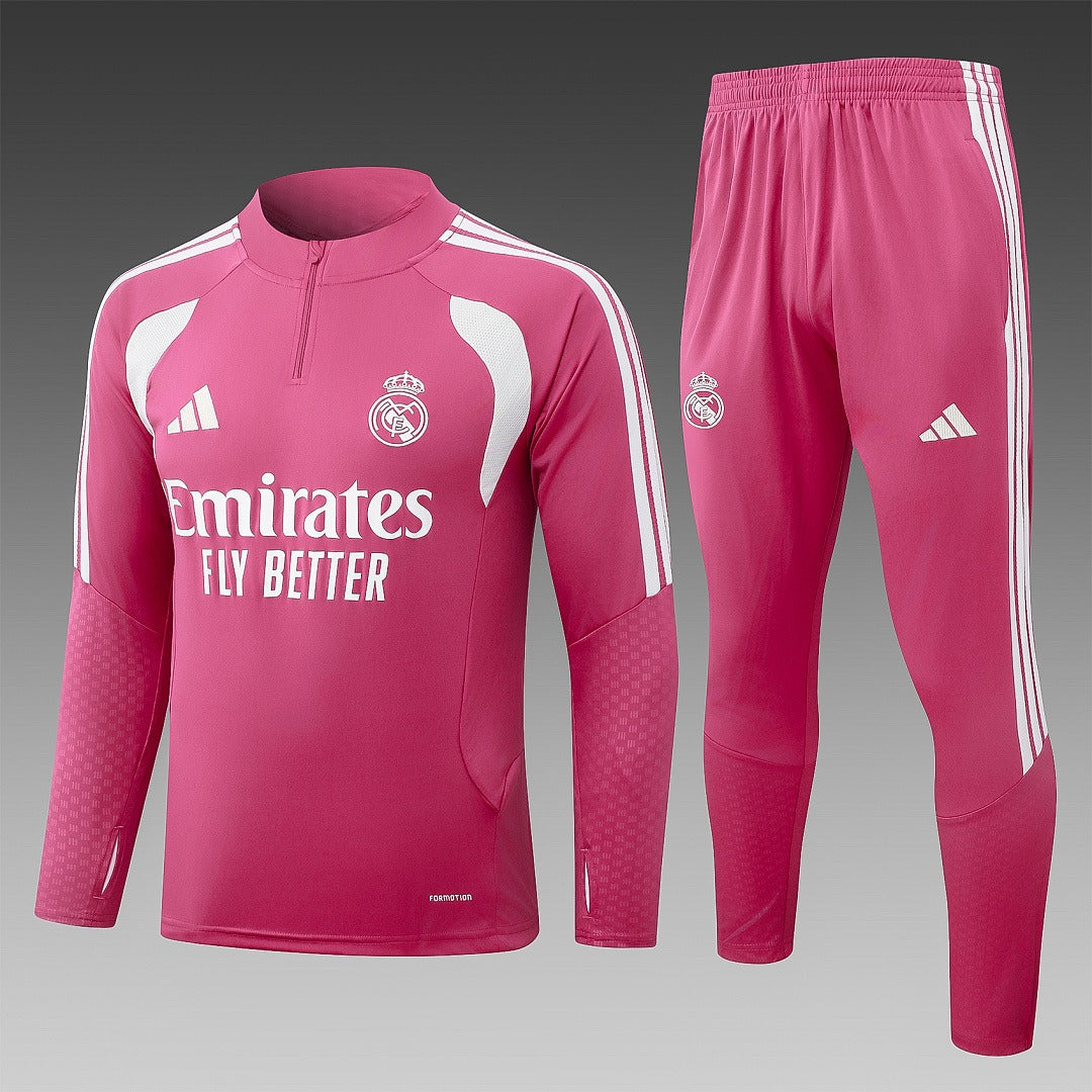 26/27 Real Madrid Pink Tracksuit - Quarter Zip