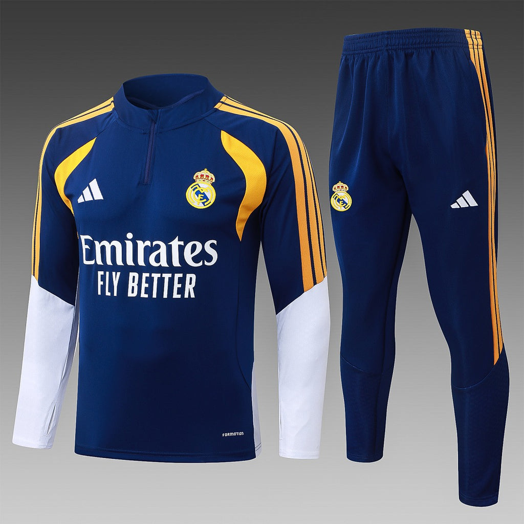 26/27 Real Madrid Royal Blue & White Tracksuit - Quarter Zip