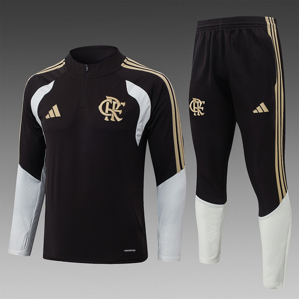 26/27 Flamengo Dark Brown Tracksuit - Quarter Zip