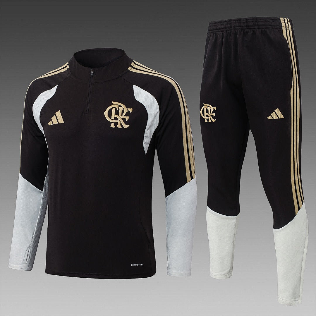 26/27 Flamengo Dark Brown Tracksuit - Quarter Zip