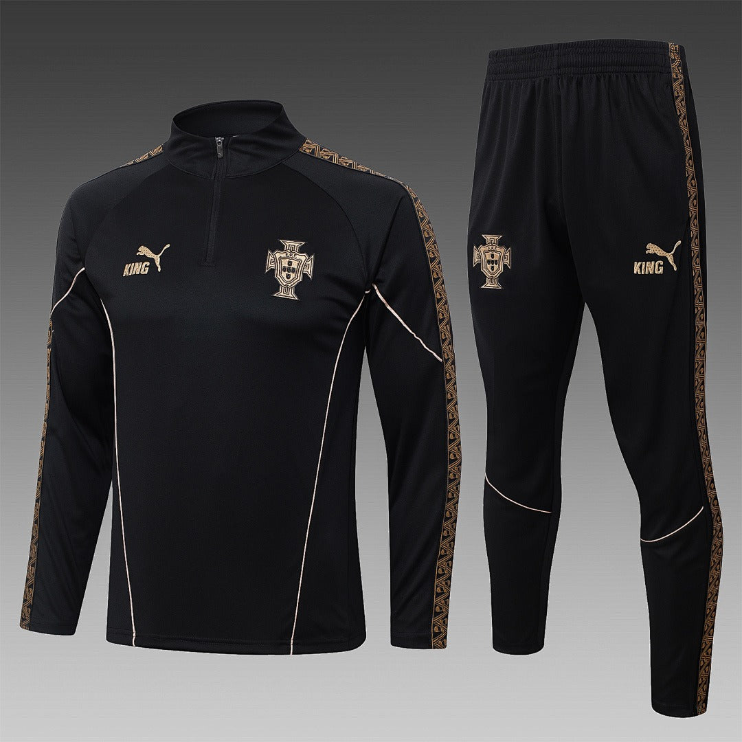 26/27 Portugal Black Tracksuit - Quarter Zip