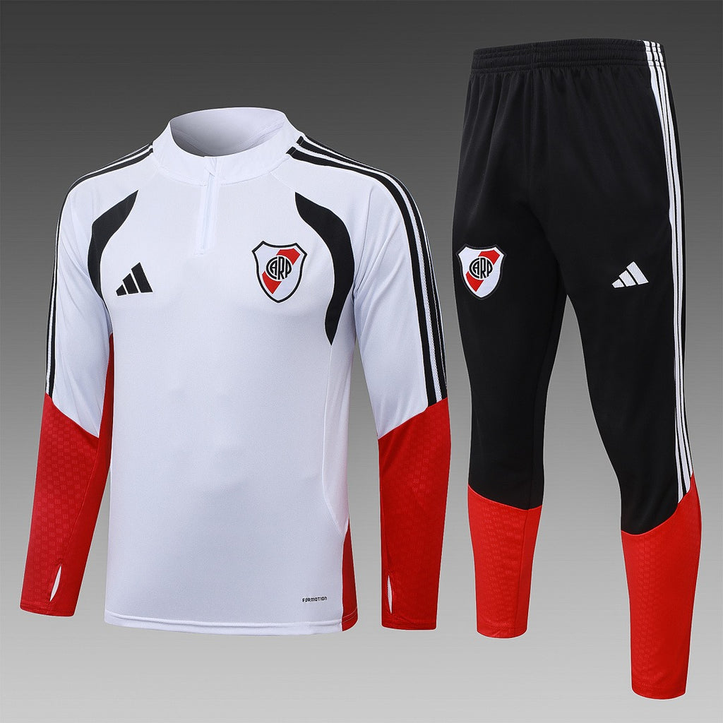 26/27 River Plate White Tracksuit - Quarter Zip