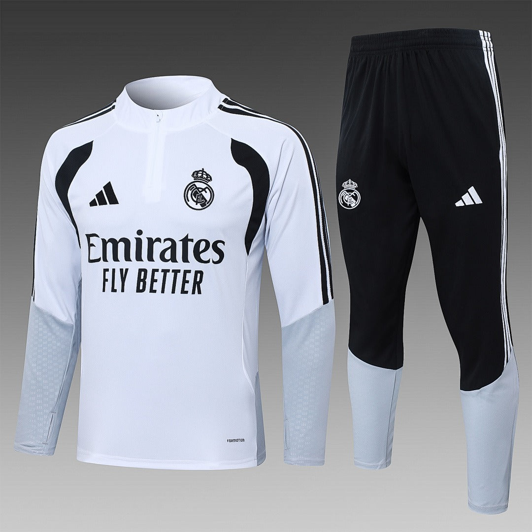 26/27 Real Madrid White Tracksuit - Quarter Zip