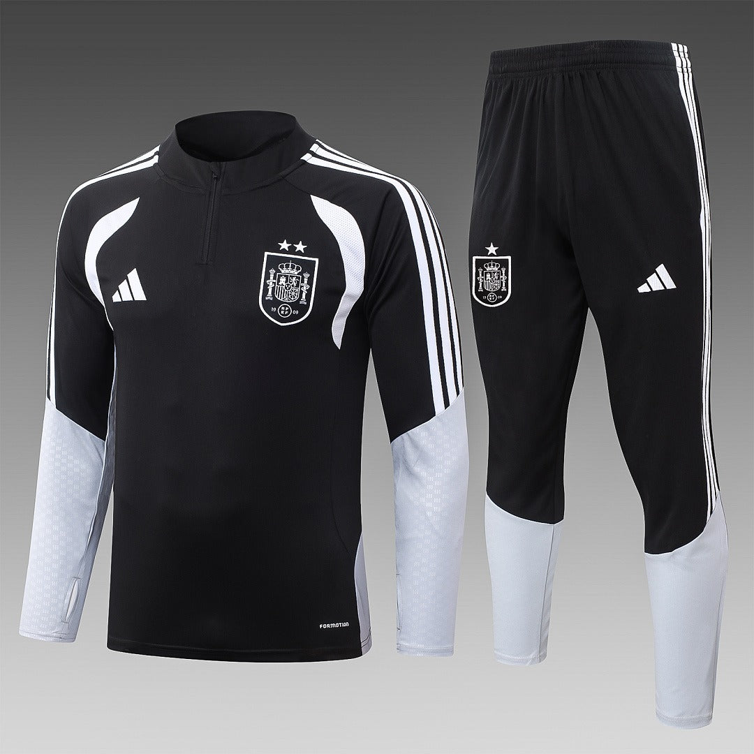 26/27 Spain Black 2-Star Tracksuit - Quarter Zip