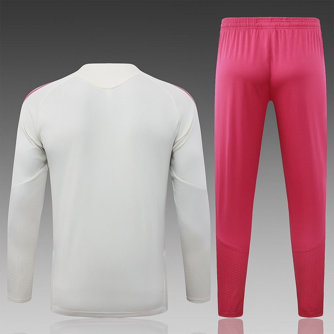 26/27 Real Madrid Cream Tracksuit - Quarter Zip
