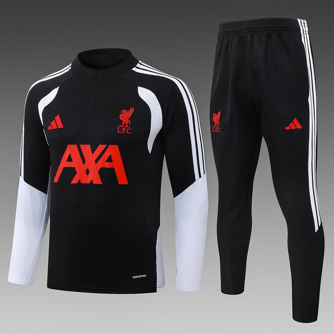 26/27 Liverpool Black Tracksuit - Quarter Zip