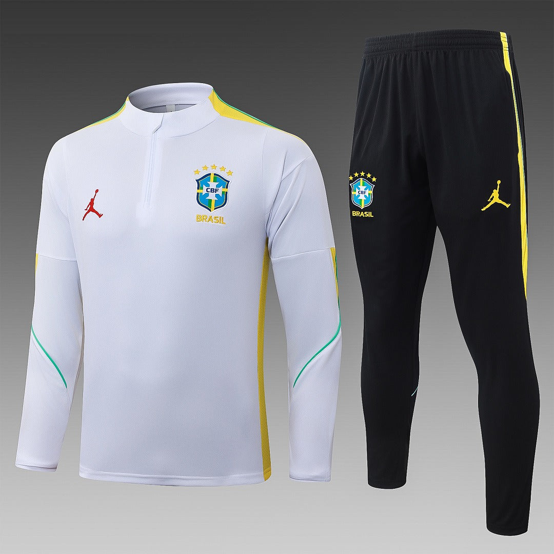 26/27 Brazil White Tracksuit - Quarter Zip