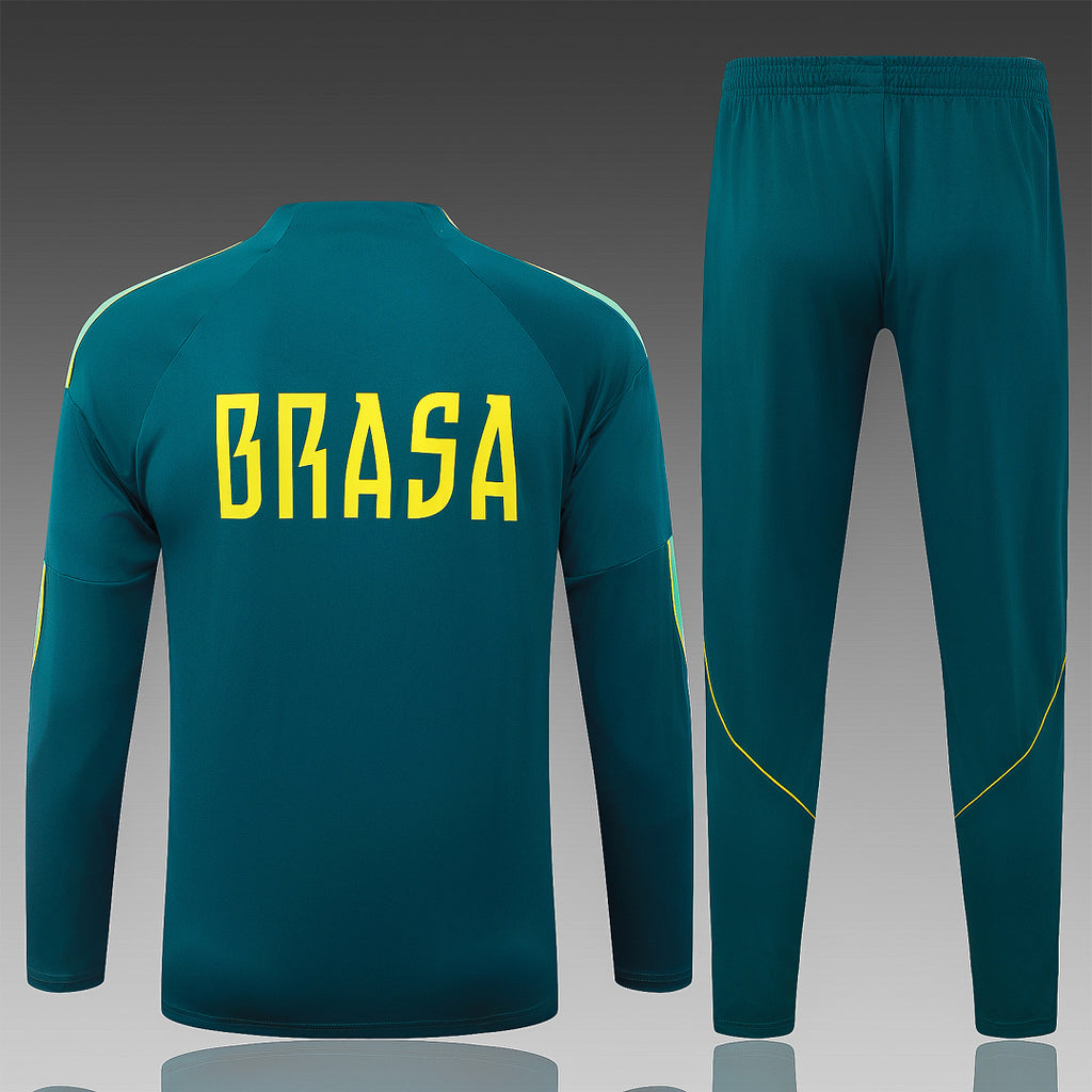26/27 Brazil Dark Green Tracksuit - Quarter Zip