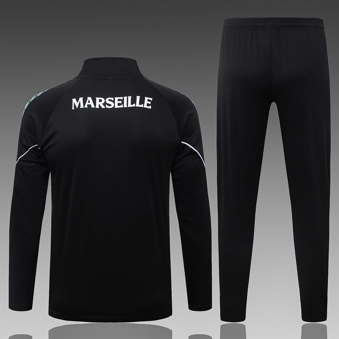 26/27 Marseille Black Tracksuit - Quarter Zip