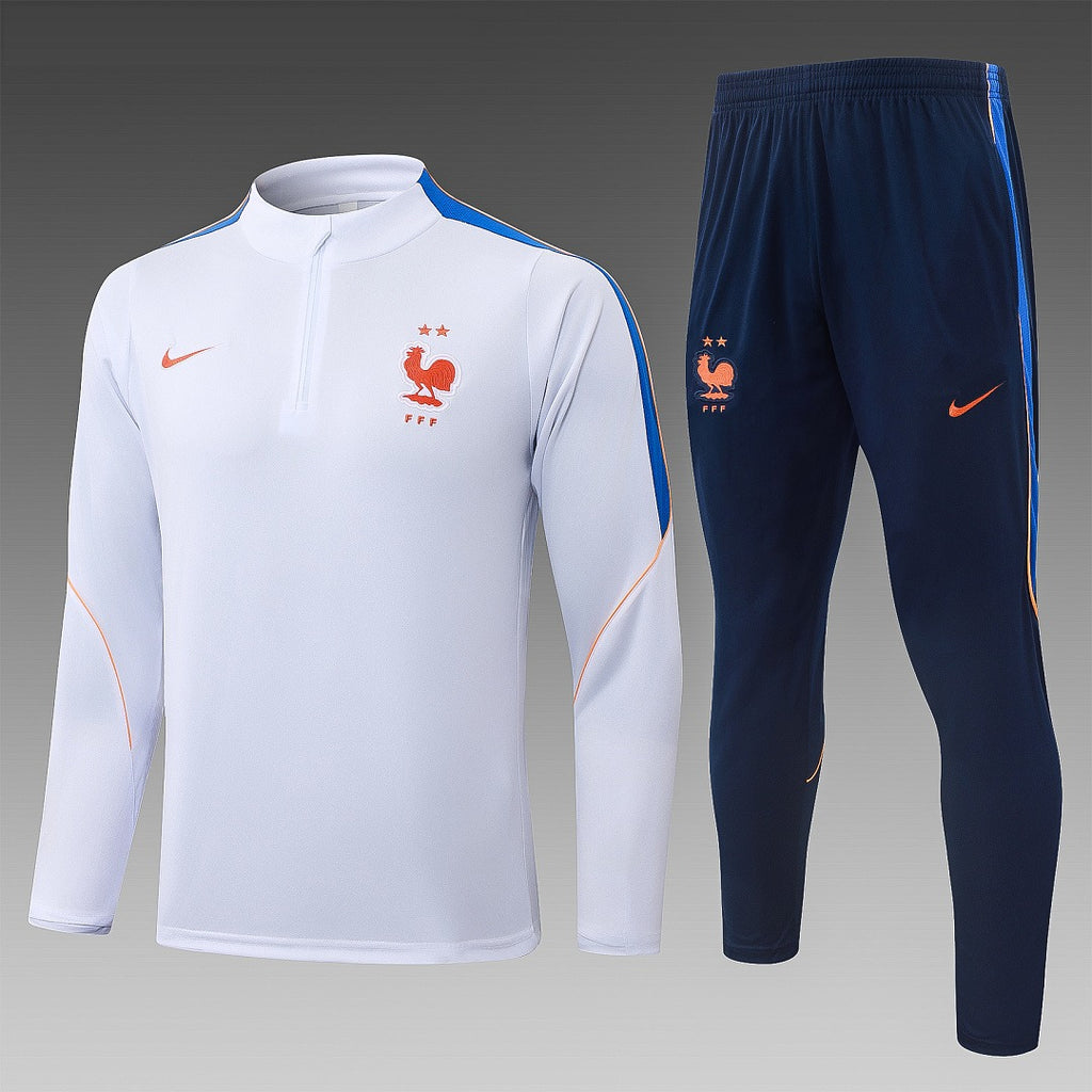 26/27 France White Tracksuit - Quarter Zip