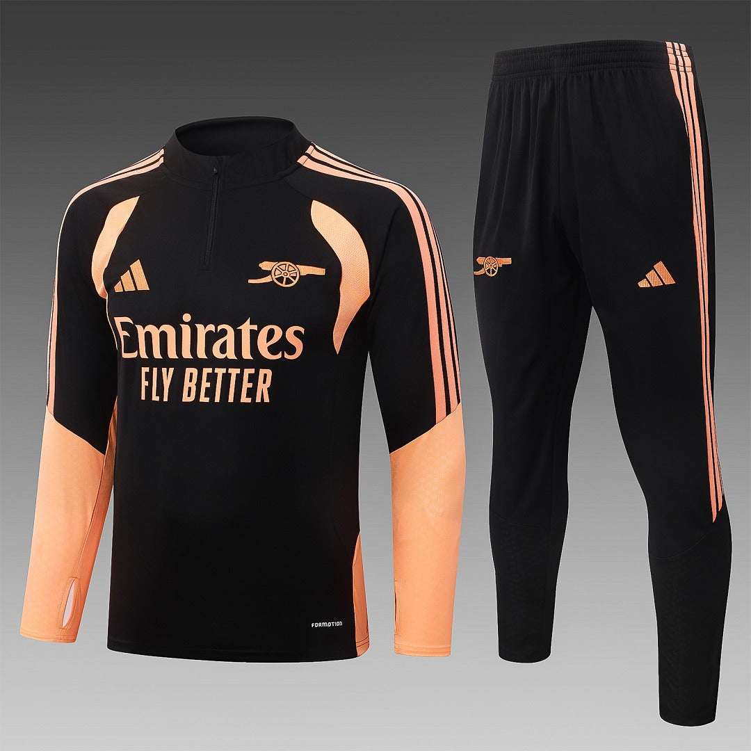 26/27 Arsenal Black & Orange Tracksuit - Quarter Zip