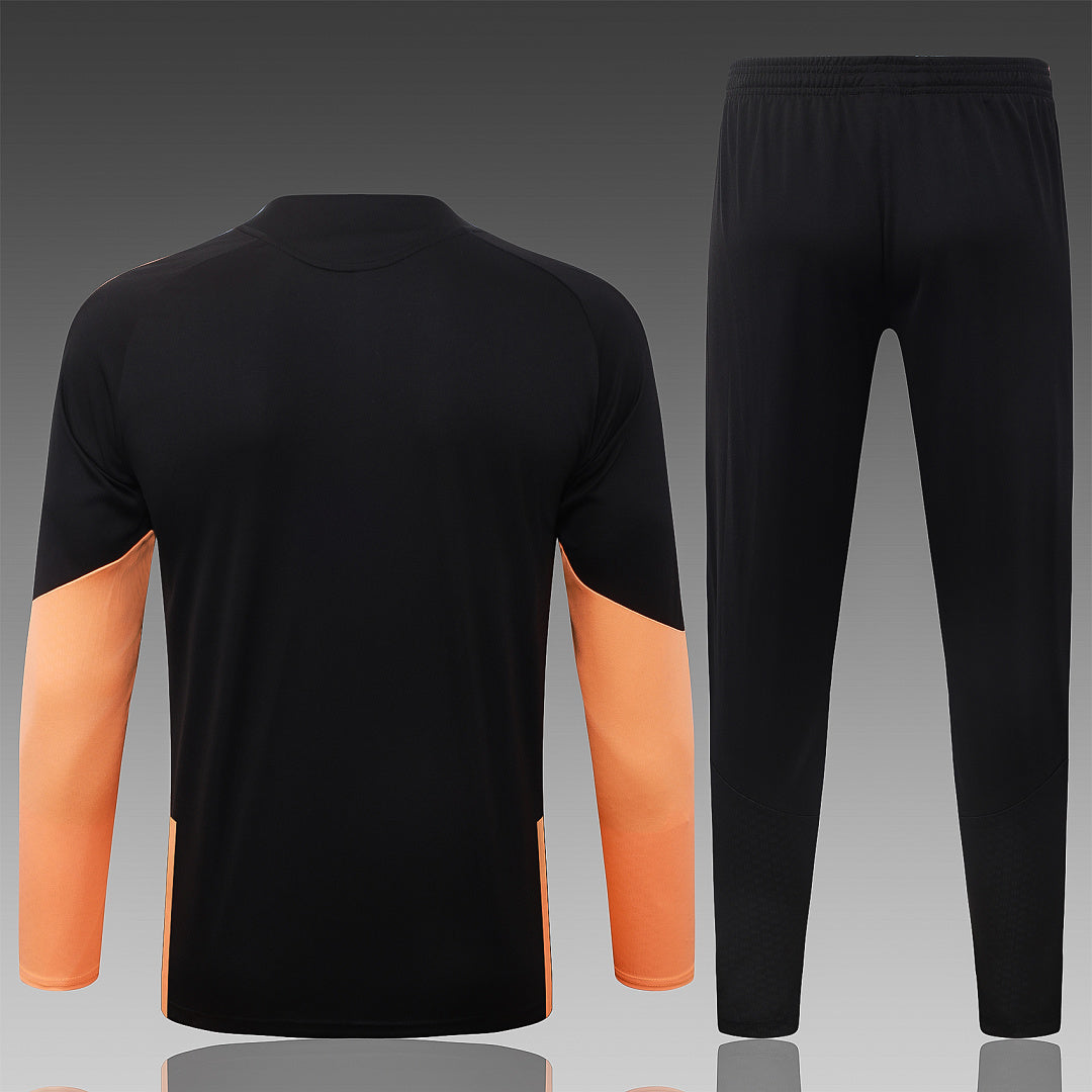 26/27 Arsenal Black & Orange Tracksuit - Quarter Zip