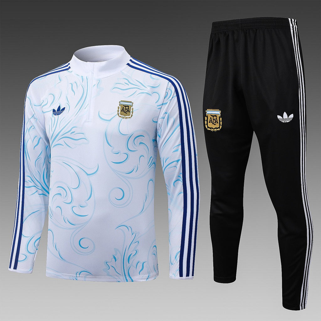 26/27 Argentina White Print Tracksuit - Quarter Zip